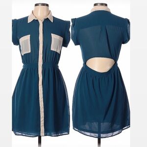 Xtaren Chiffon Short sleeve Cut out back Dress L